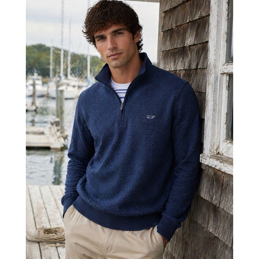 Vineyard Vines Hamilton Half Zip Pullover Sweater Wool Blend Mens Medium